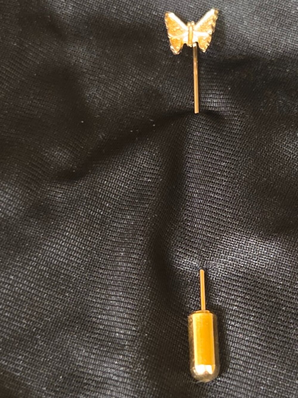 BUTTERFLY LAPEL OR HAT STICK PIN, VINTAGE GOLDTONE